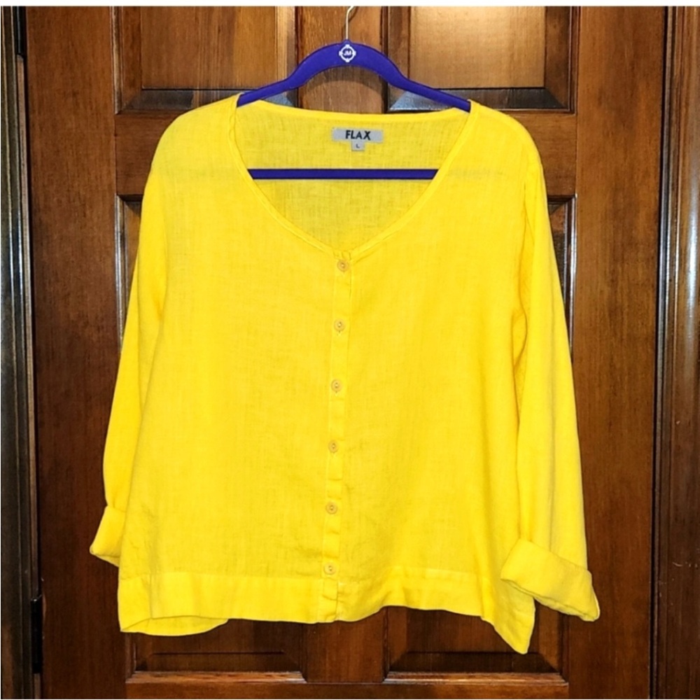 Flax Yellow 100% linen top.